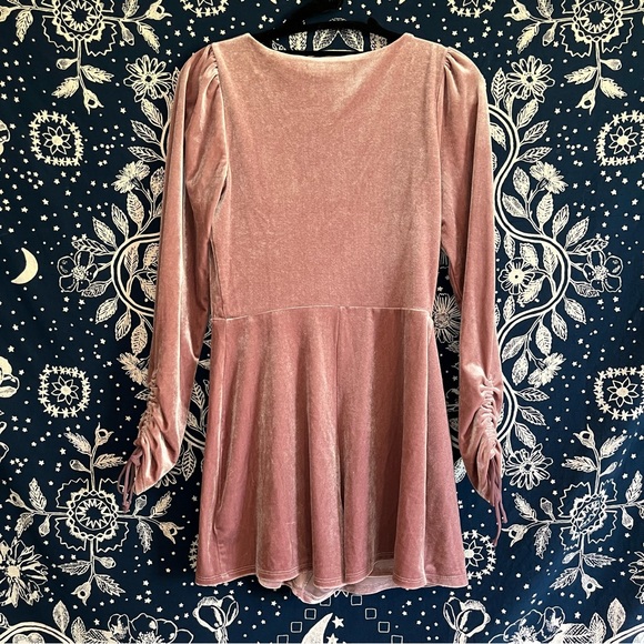 UO Pink Velvet Romper - Picture 3 of 4